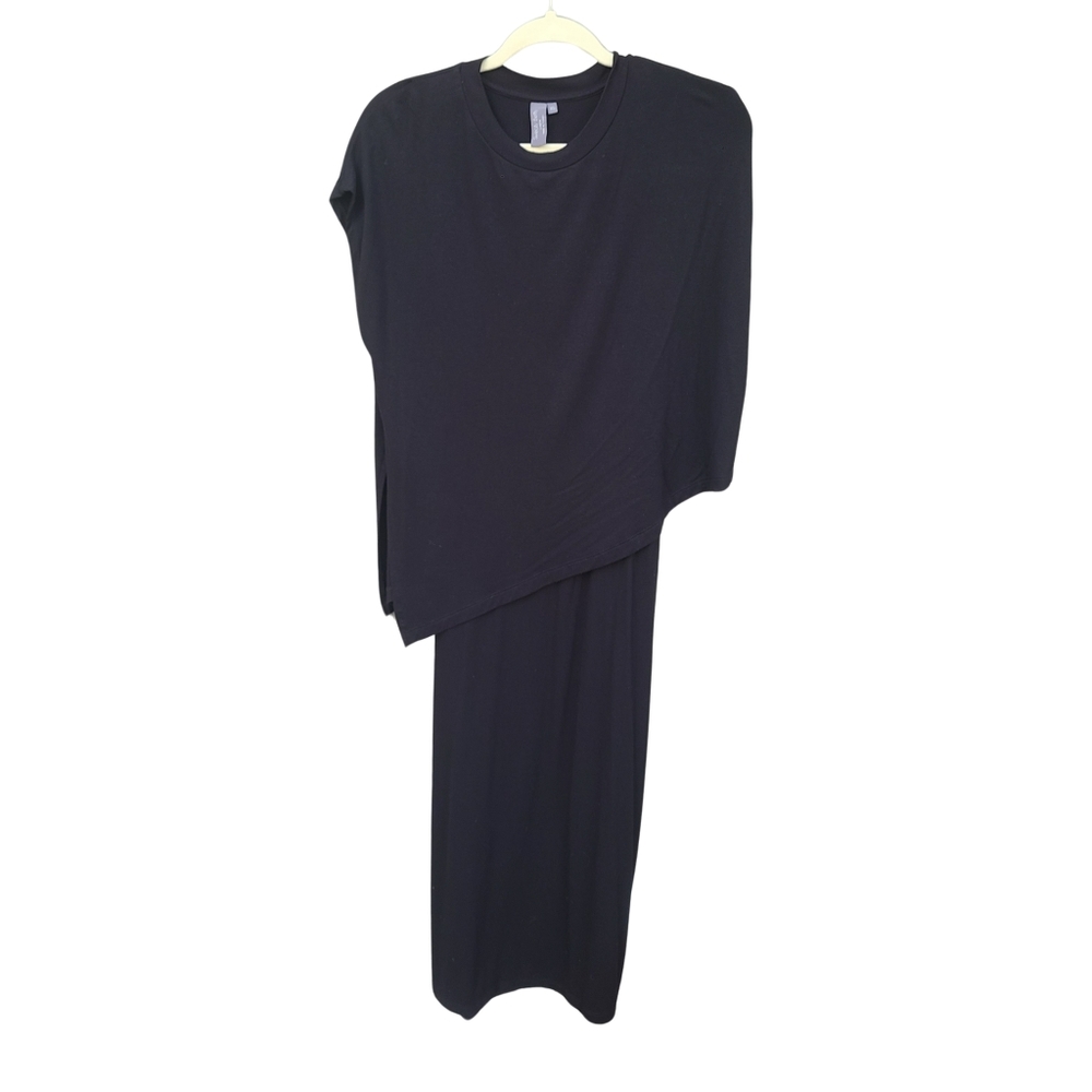 Sweaty Betty 'Mellow" Black Casual Soft Midi Convertible  Tshirt Dress - Picture 6 of 7